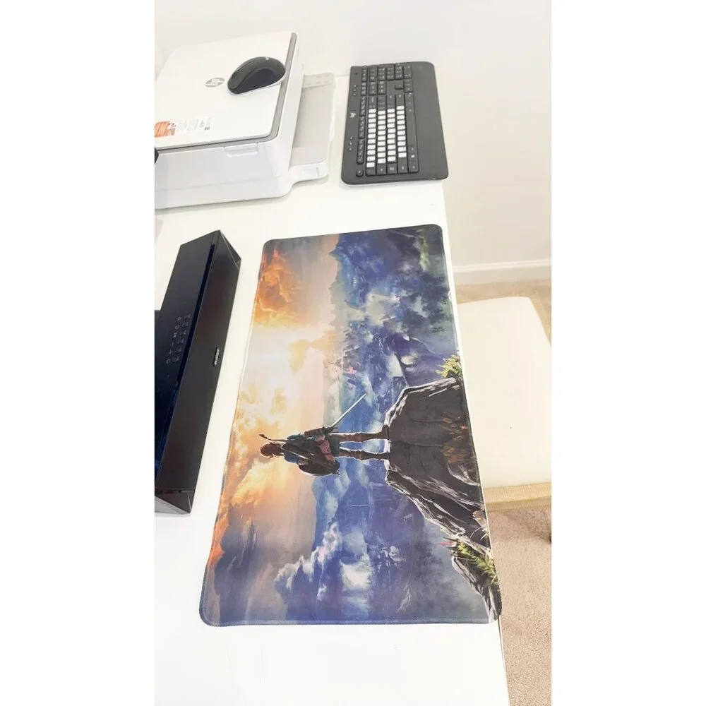 Large Extended Gaming Mouse Pad with Fantasy Adventure Character Landscape